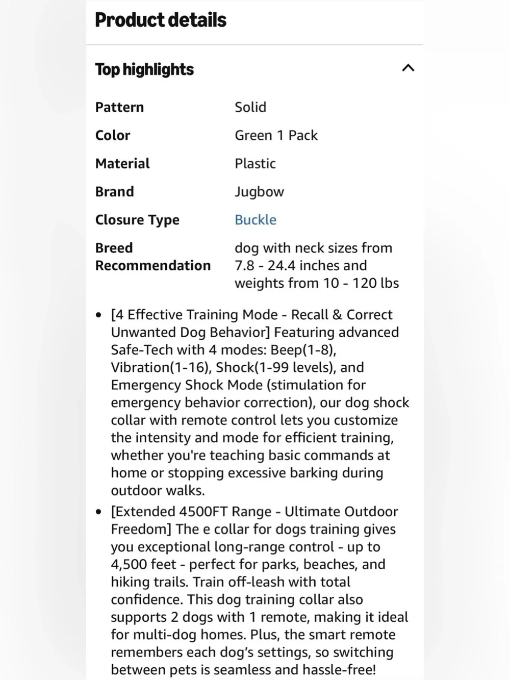 Dog Shock Collar - 4500FT Dog Training Collar with Remote